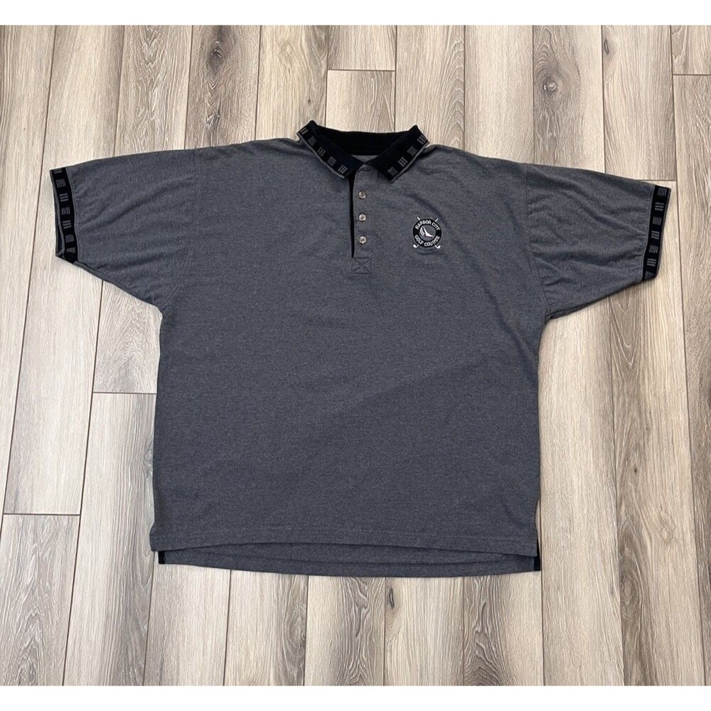 Harbor City Golf Course Gray Equus Golf Vintage 100% Cotton Polo Mens Sz XL